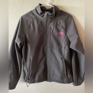 Women’s North Face Gray Fleece Jacket with pink breast cancer logo